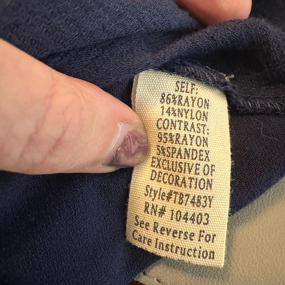 flower & feather Embroidered Navy Blue Women's Top lace - Picture 7 of 7